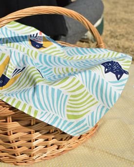 Furoshiki 18"- kata kata Black Cat Bird Green