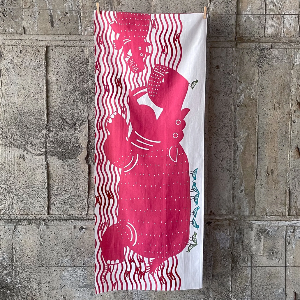 Tenugui Towel - Hippo