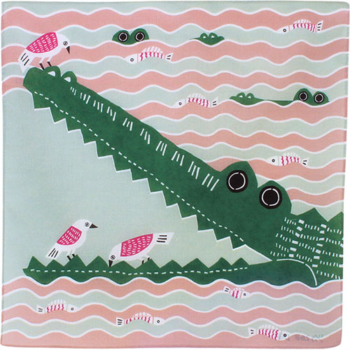 Furoshiki 20"- kata kata Crocodile Pink