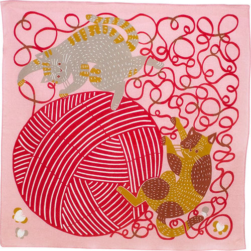 Furoshiki 20"- kata kata Cat Pink