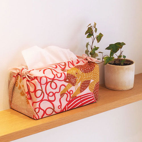 Furoshiki 20"- kata kata Cat Pink
