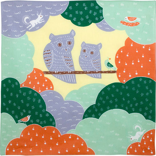 Furoshiki 20"- kata kata Owl Green