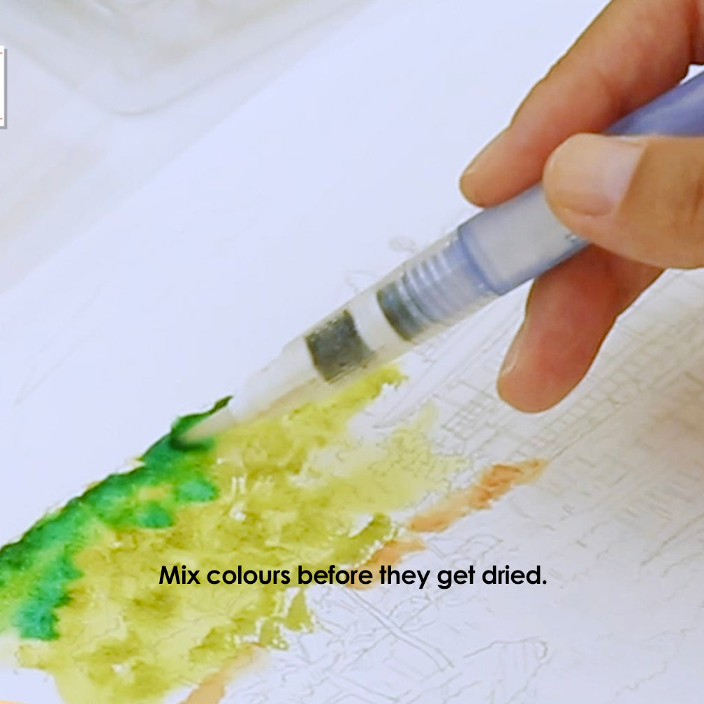 SAI Watercolour Brush Pen - Japanese Traditional Colours Set Red Fuji