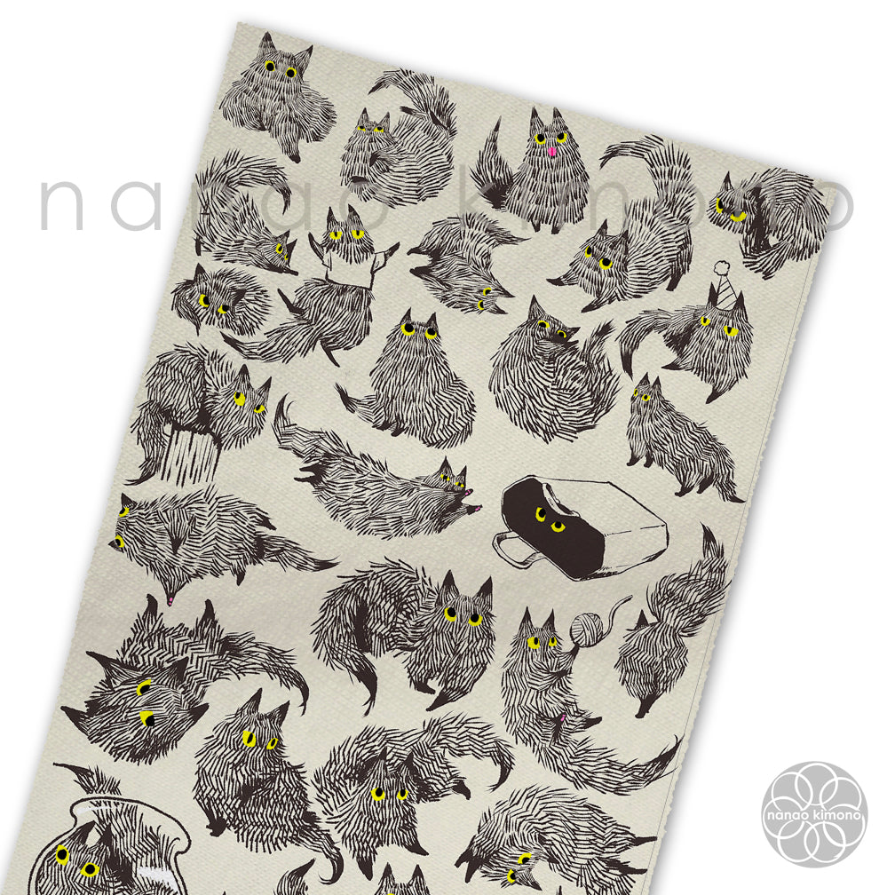Tea Towel - Black Fluffy Cat