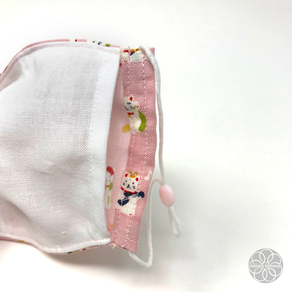 M Tenugui Face Mask - Fortune Cat Pink