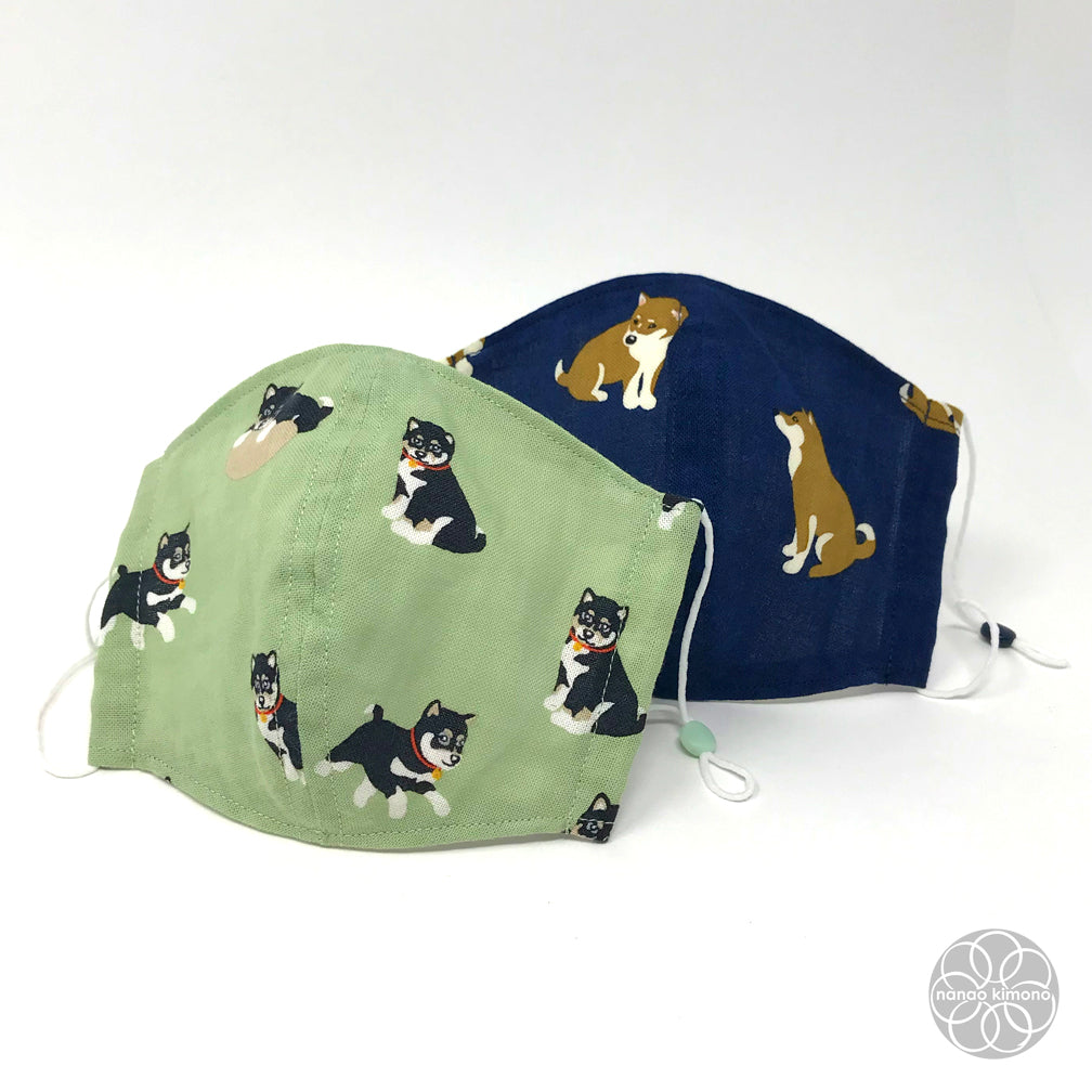 Kids Tenugui Face Mask - Shiba Green