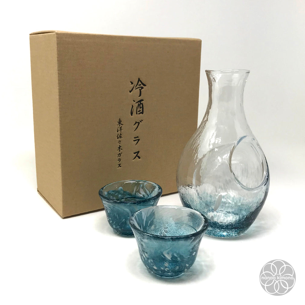 Sake Set - Chilled Glass Blue