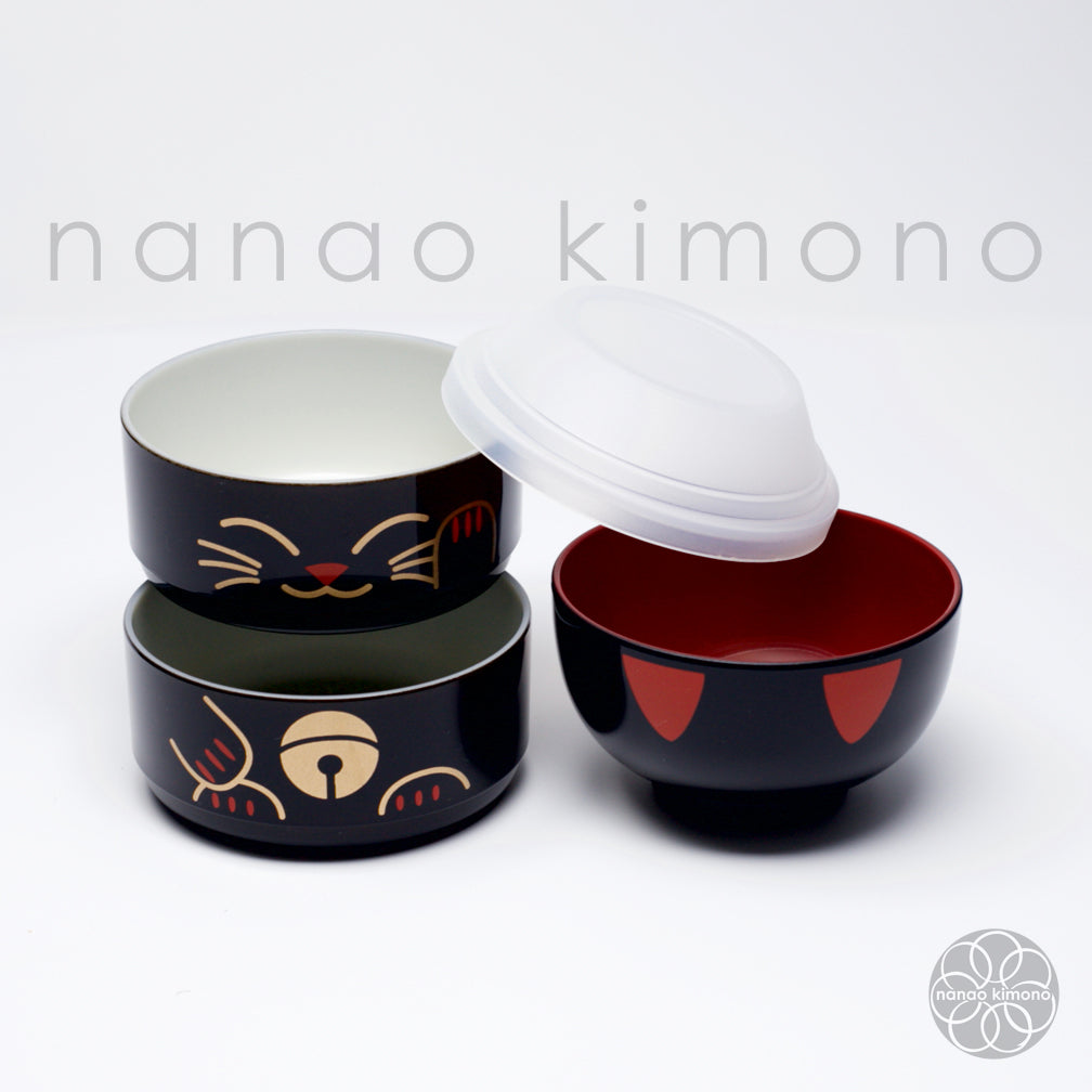 Bento Box - Maneki Neko Black (Kokeshi) S