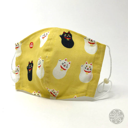 XL Tenugui Face Mask - Fortune Cat Yellow