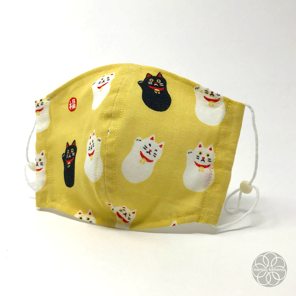 M Tenugui Face Mask - Fortune Cat Yellow