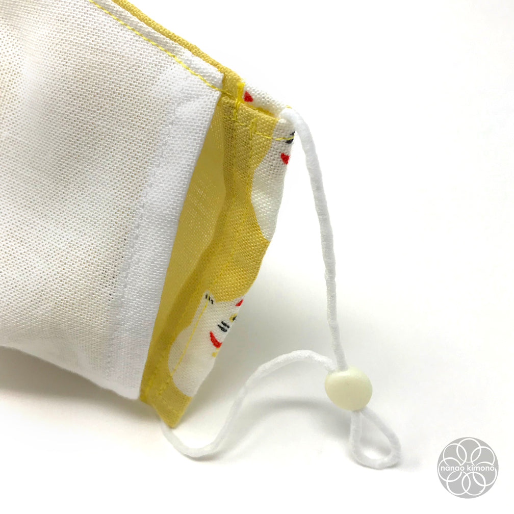 M Tenugui Face Mask - Fortune Cat Yellow