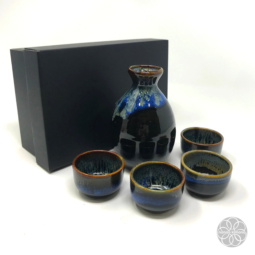 Sake Set - Black Blue Flow