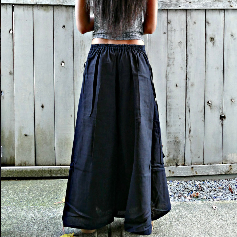Wide Leg Pants - Plain Black