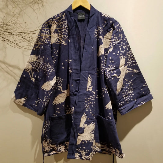 Noragi Kimono - Navy Sakura Crane