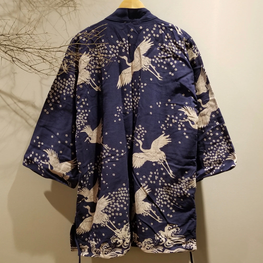 Noragi Kimono - Navy Sakura Crane