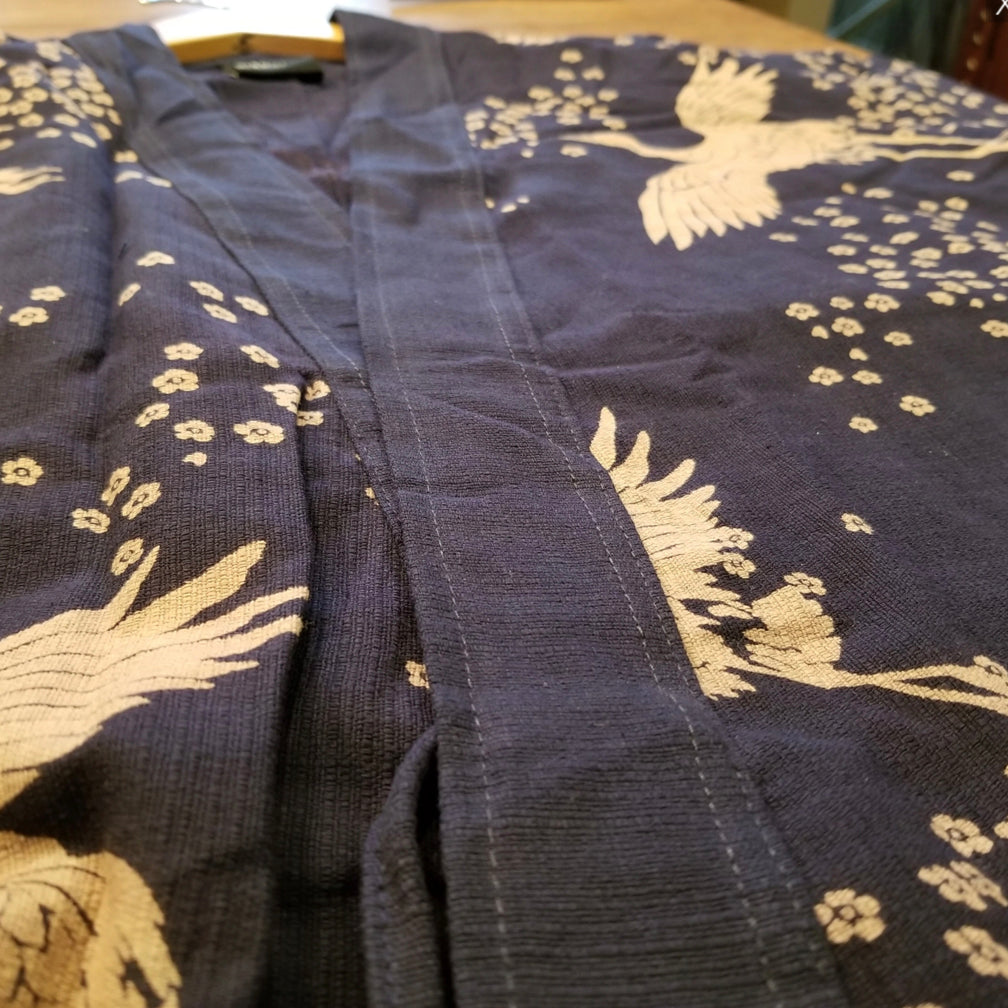 Noragi Kimono - Navy Sakura Crane