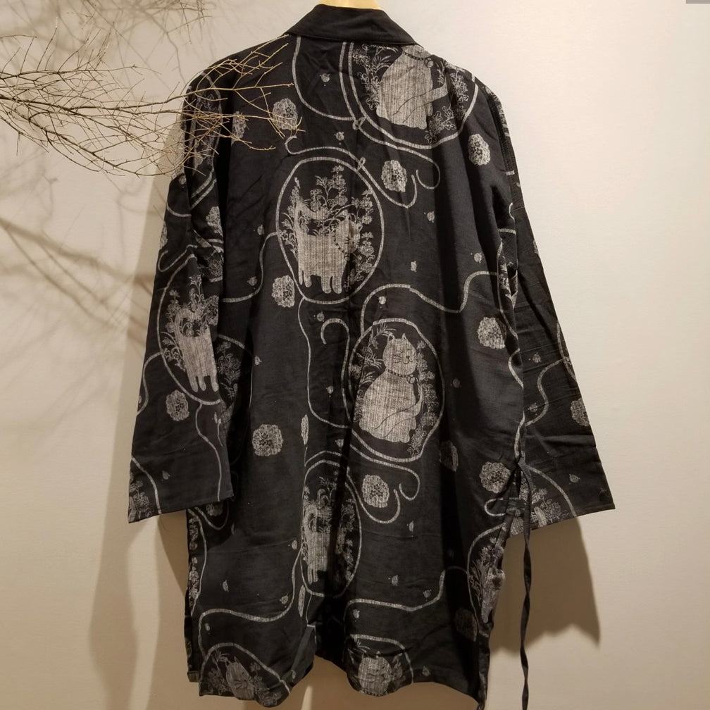 Noragi Kimono - Neko Cat Black