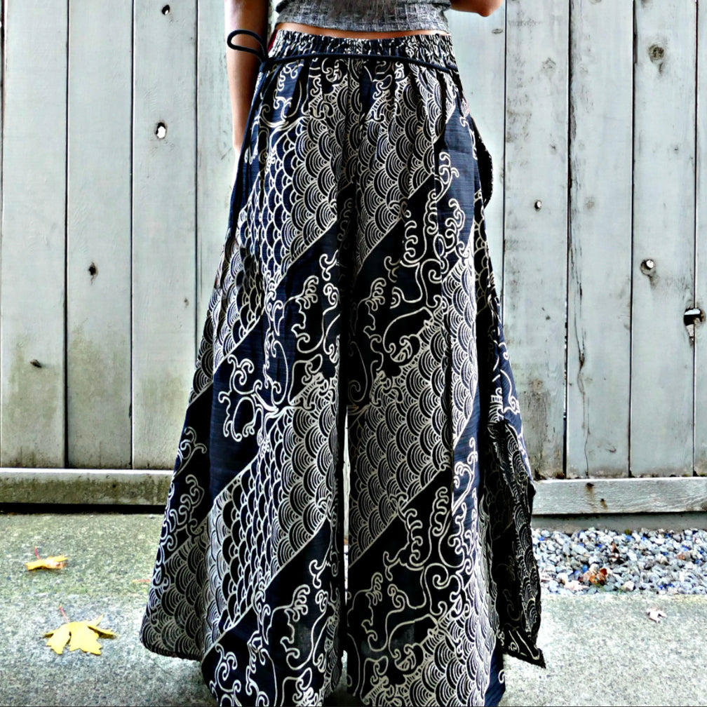 Wide Leg Pants - Black Two Waves