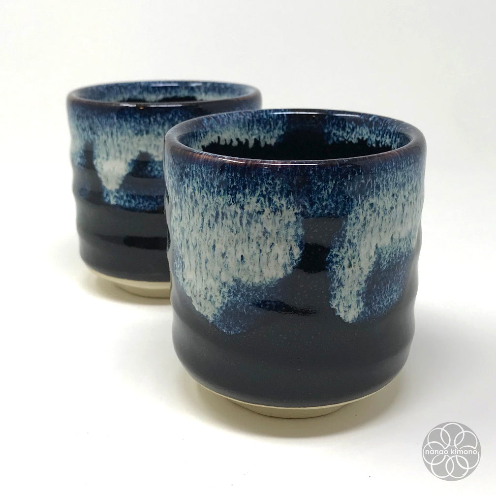 Teacup - Blue Drip on Black