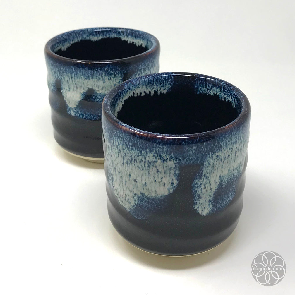 Teacup - Blue Drip on Black