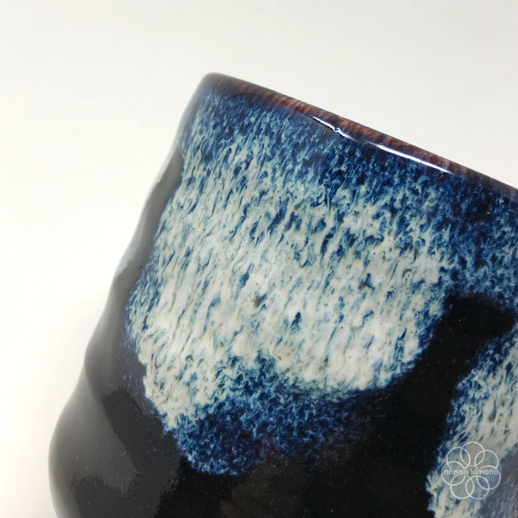 Teacup - Blue Drip on Black