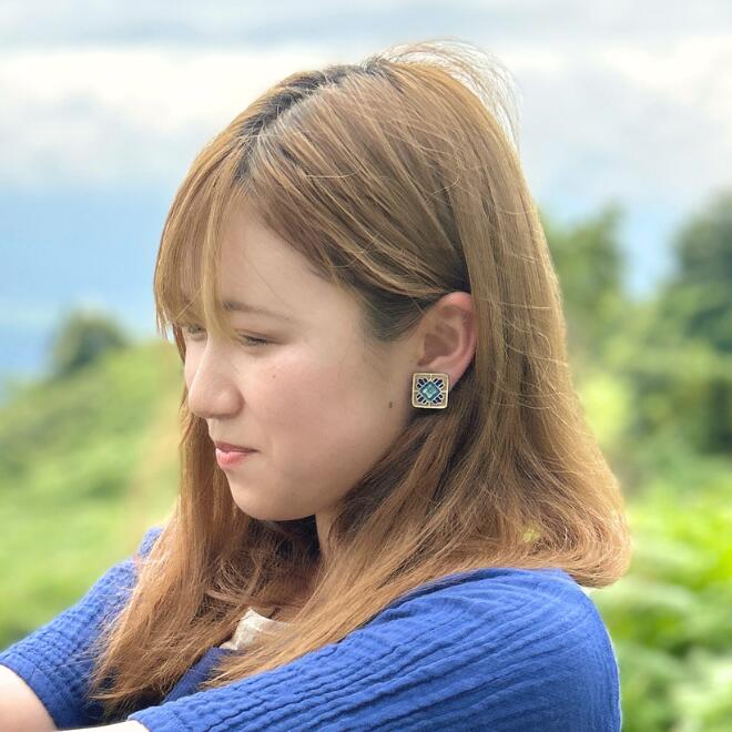 Pierced Earrings - Majolica Flame Blue