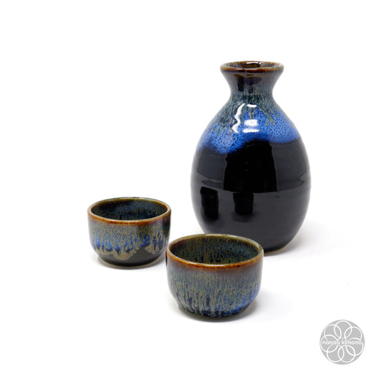 Sake Set - Black Blue Kin Nagashi