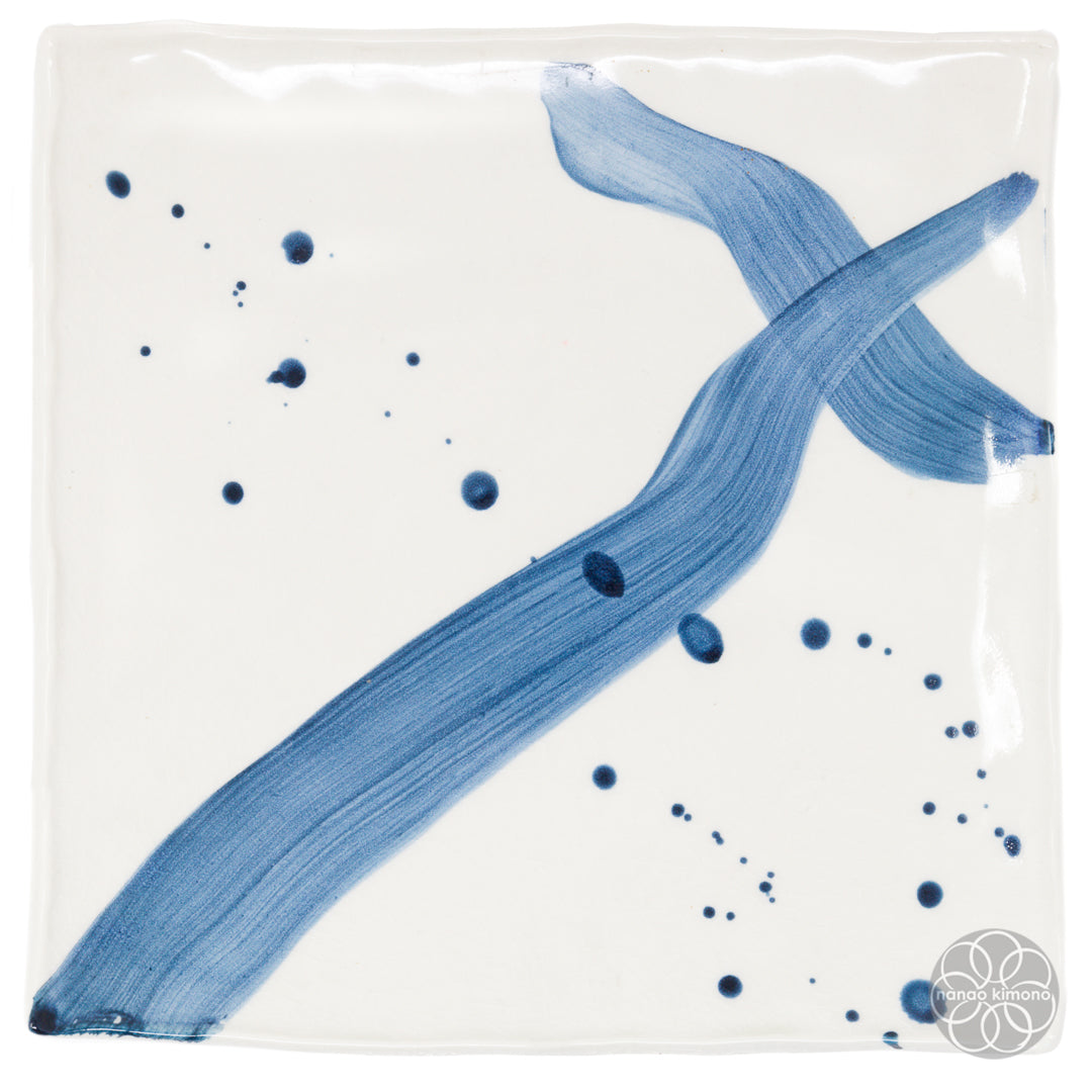 Plate - Square Blue Brush Strokes