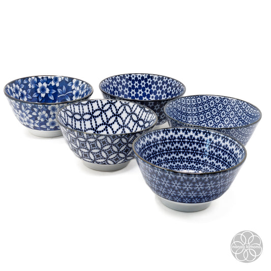 Rice Bowls - Sometsuke Egawari (Set of 5)