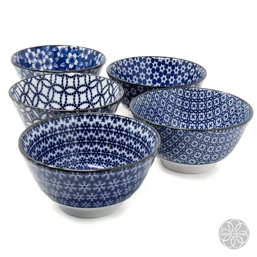 Rice Bowls - Sometsuke Egawari (Set of 5)