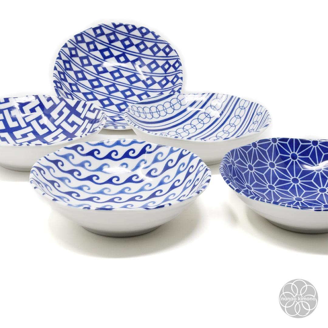 Bowls - Indigo Komon (Set of 5)