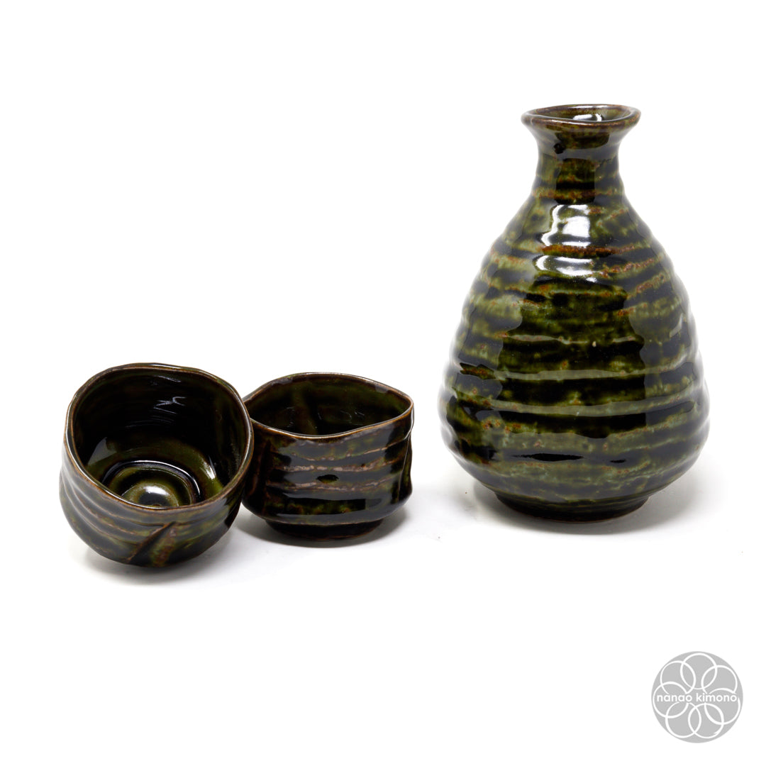 Sake Set - Sabi Oribe Green