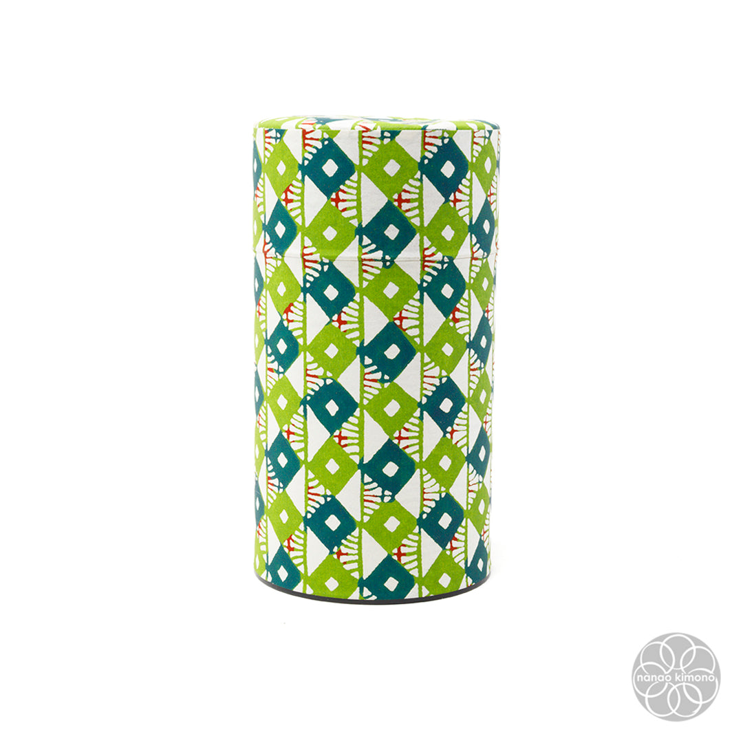 Tea Canister - Green Diamonds