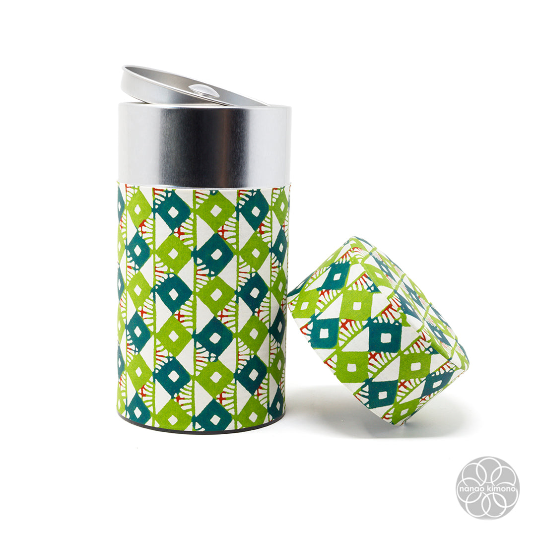 Tea Canister - Green Diamonds