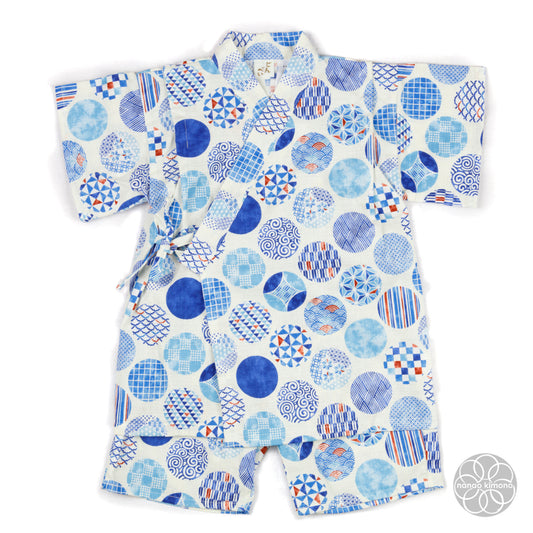 Jinbei - Kids 110cm Blue circles on White