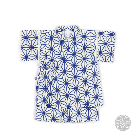 Jinbei - Kids 80cm Asanoha Blue on White