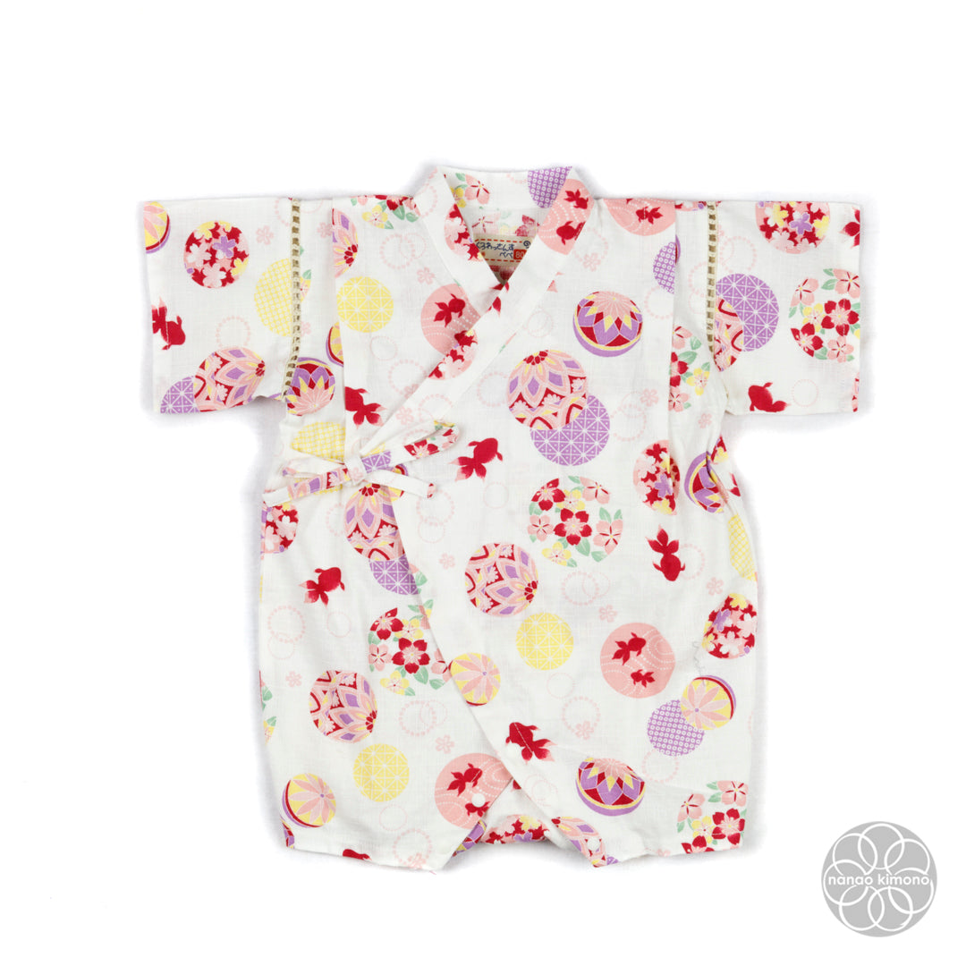 Jinbei - Kids 80cm Pink Circles on White