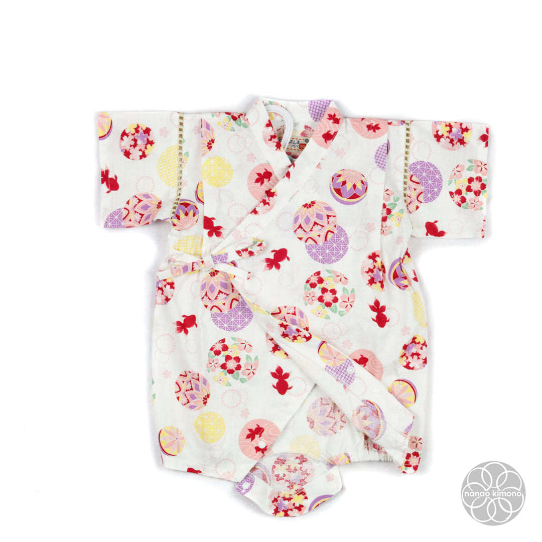 Jinbei - Kids 80cm Pink Circles on White