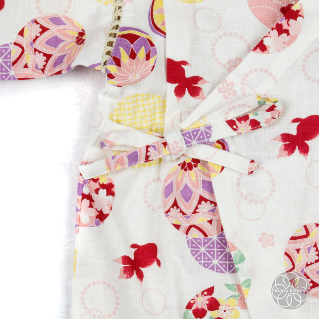 Jinbei - Kids 80cm Pink Circles on White