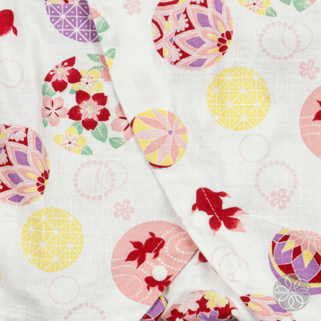 Jinbei - Kids 80cm Pink Circles on White