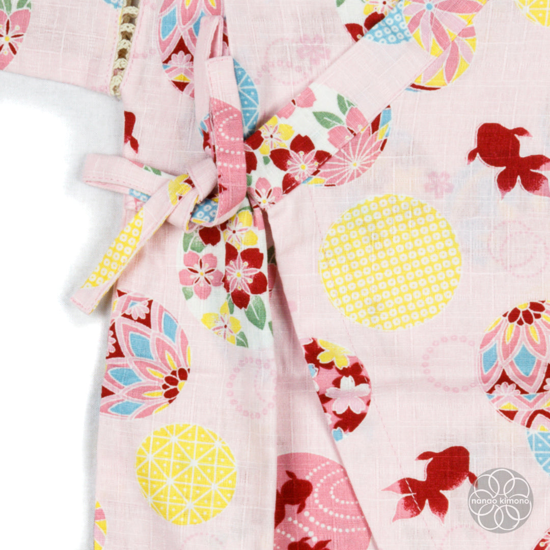Jinbei - Kids 80cm Pink Circles on Pink