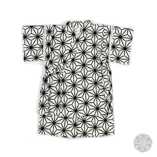 Jinbei - Kids 90cm Asanoha Black on White