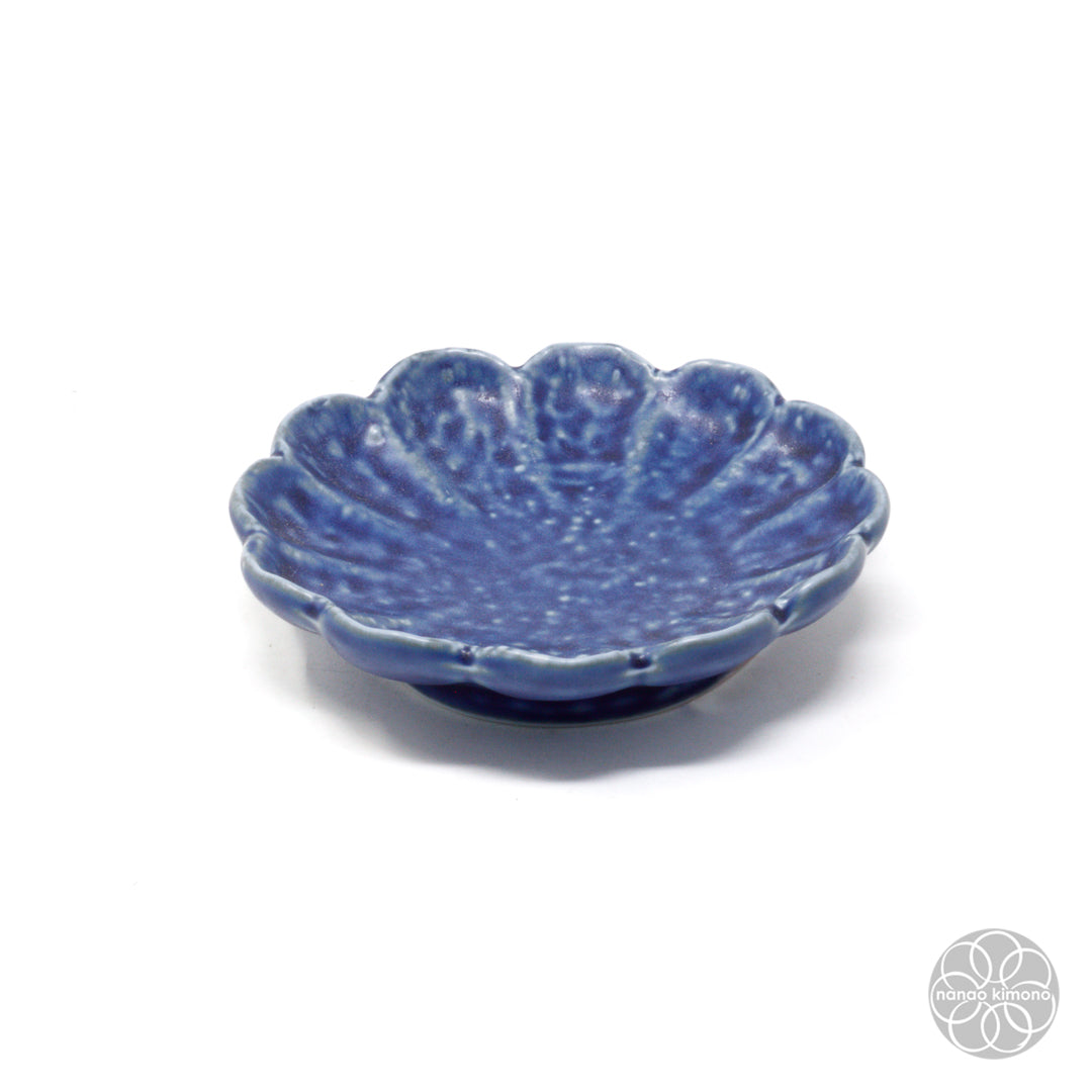 Soy Sauce Dish - Kiku Flower Blue