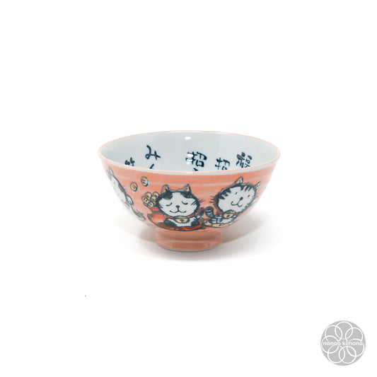 Rice Bowl - Maneki Neko Salmon Pink