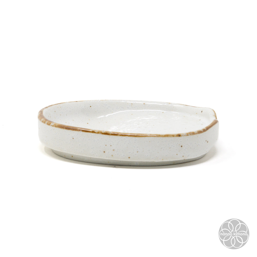 Soy Sauce Dish - Slanted Oval White