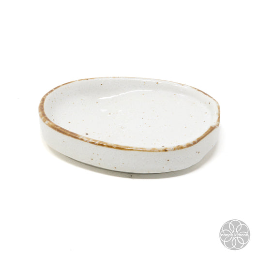 Soy Sauce Dish - Slanted Oval White