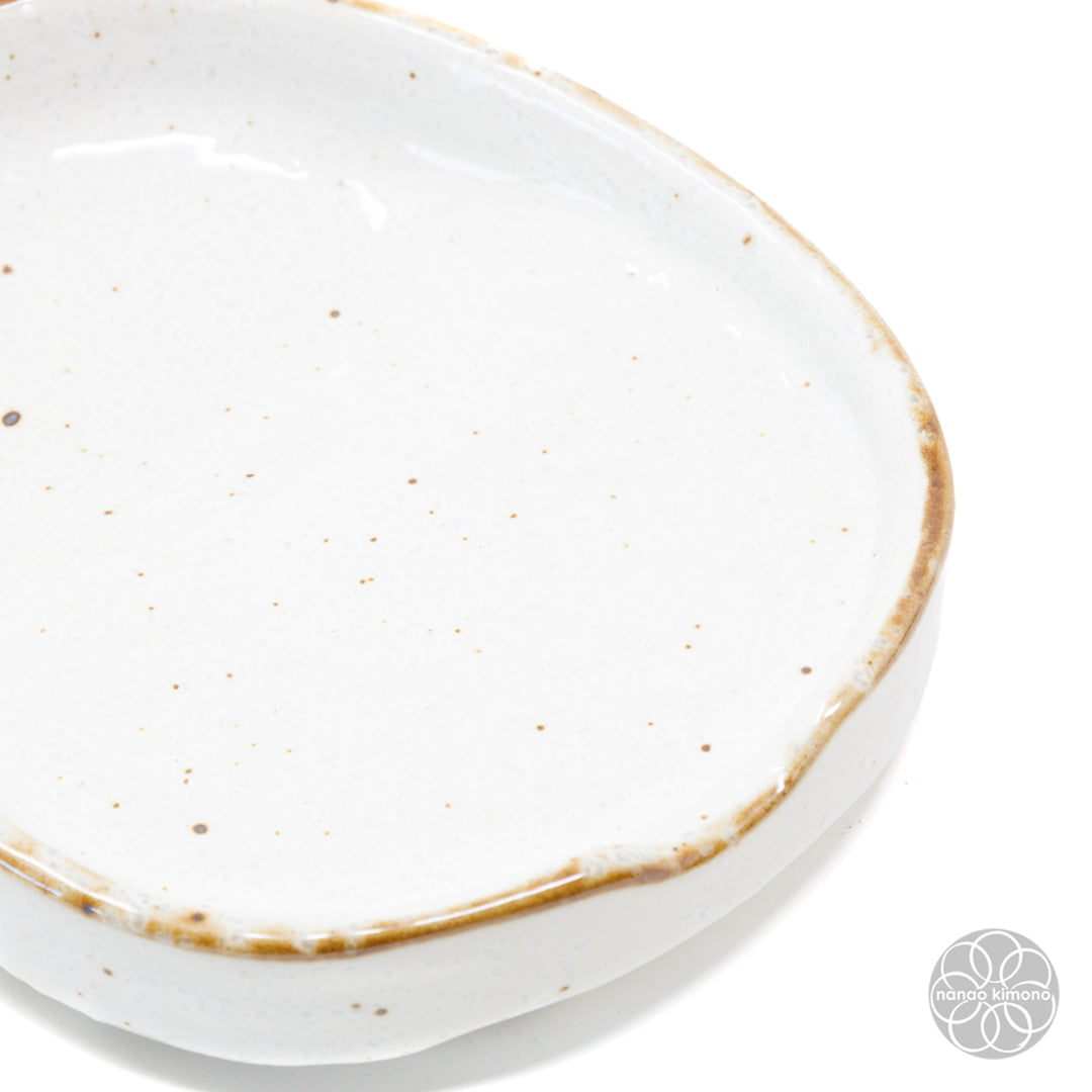 Soy Sauce Dish - Slanted Oval White