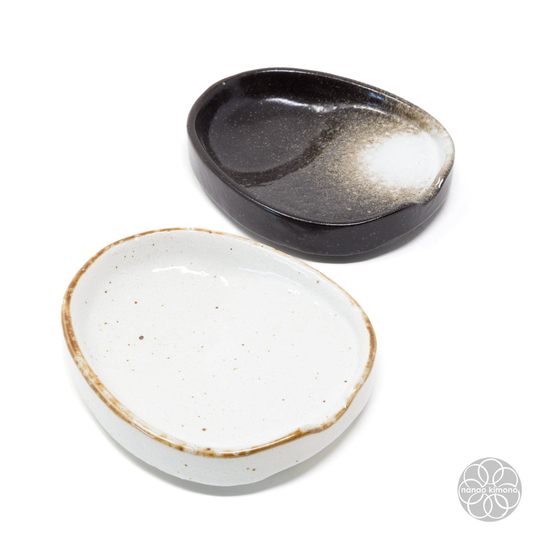 Soy Sauce Dish - Slanted Oval White