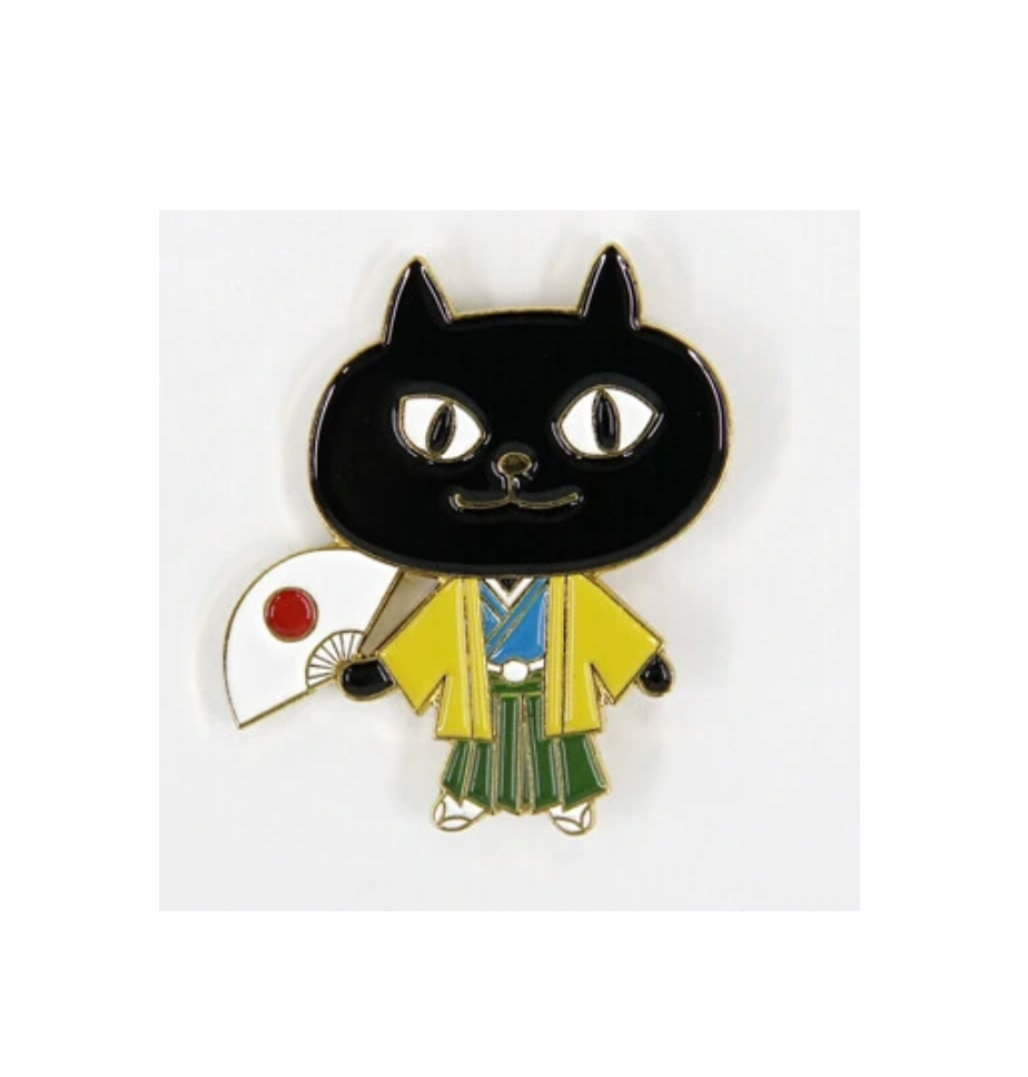 Pin Badge - Kimono Black Cat