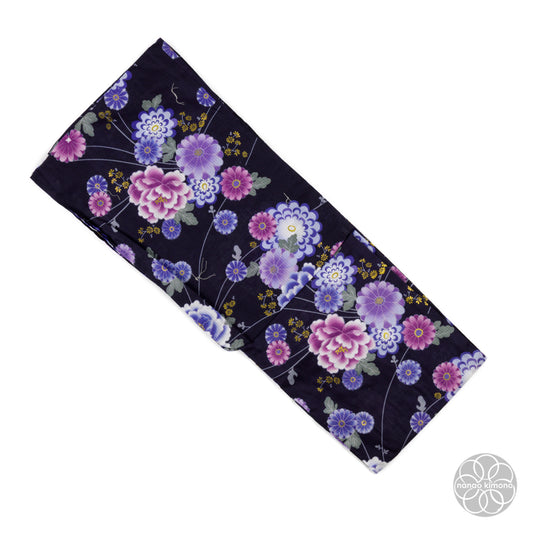 Women's Yukata - Purple Flowers on Black